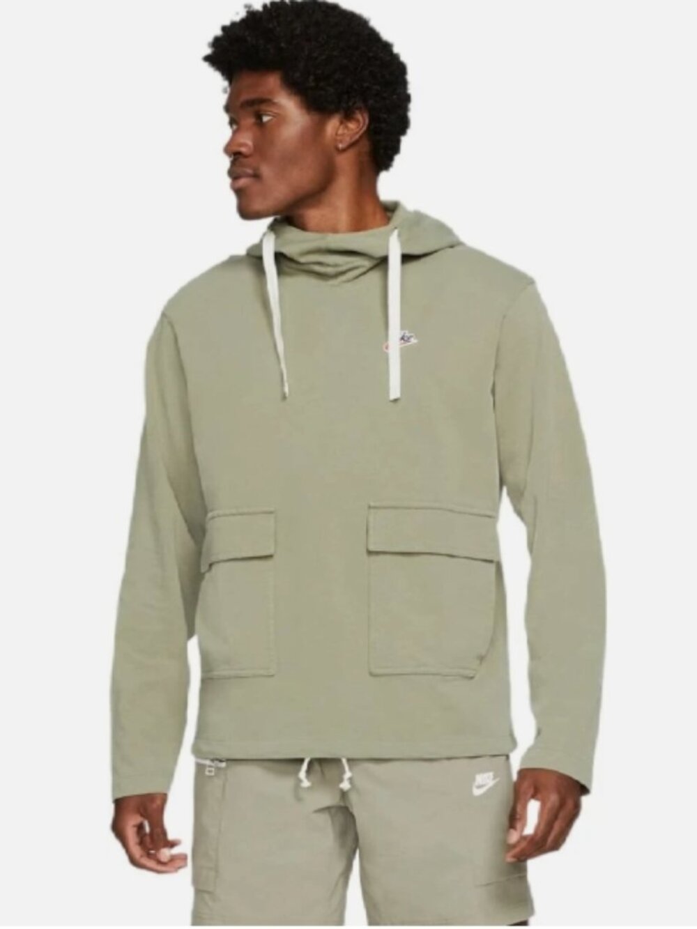 Nike Men's Sportswear Heritage Essentials Knit Pullover Hoodie (Light Army) M
